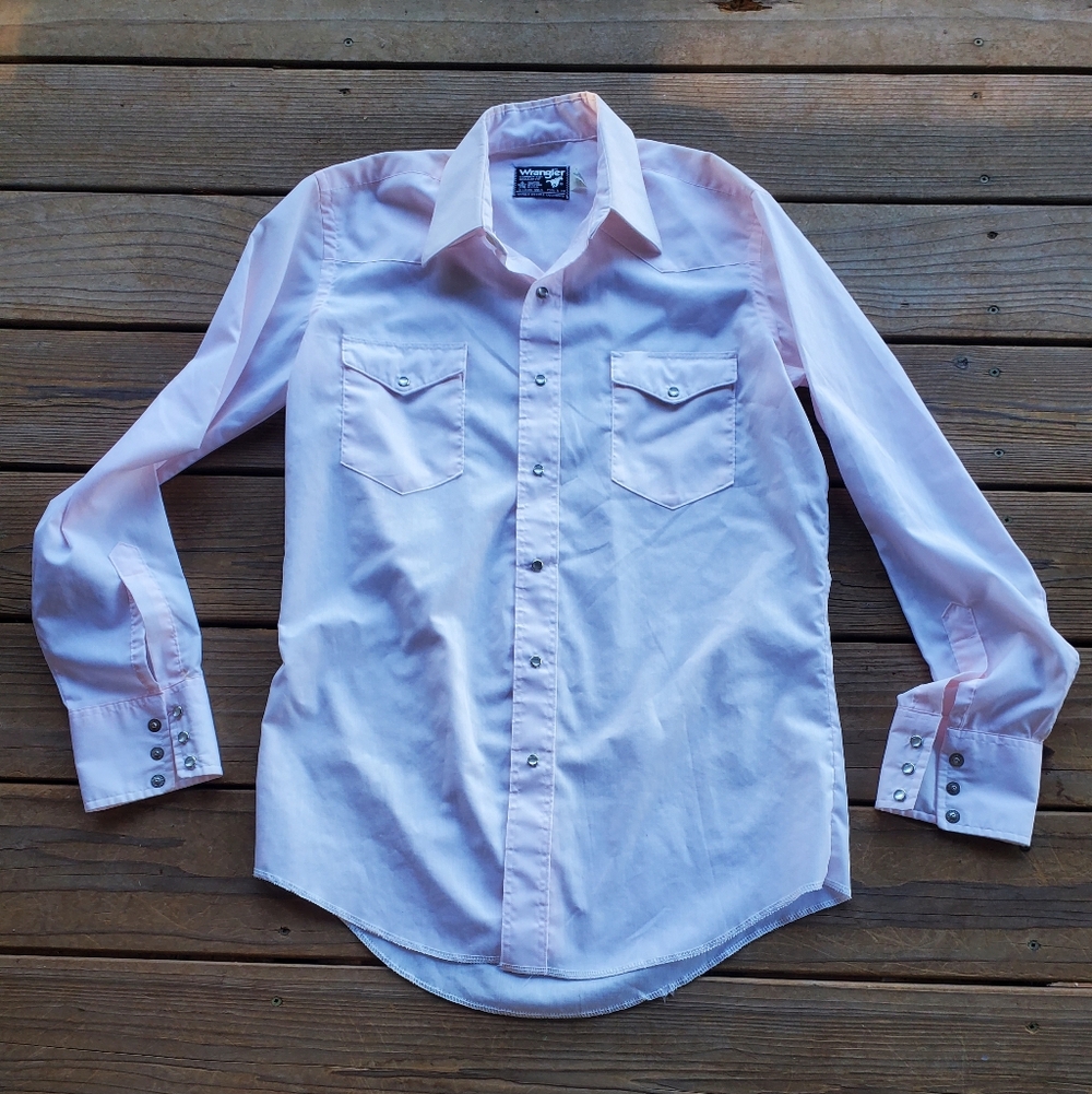 Light Pink Vintage Wrangler Cowboy Shirt